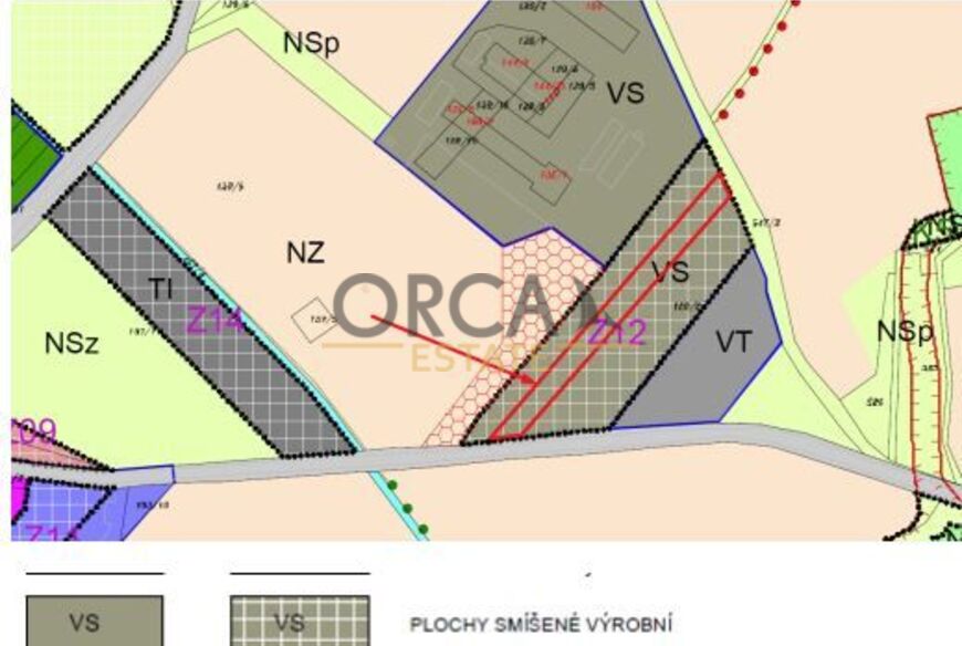 Prodej pozemku v k.ú. Prostějovičky, návrhová plocha smíšená výrobní o výměře 3240 m2