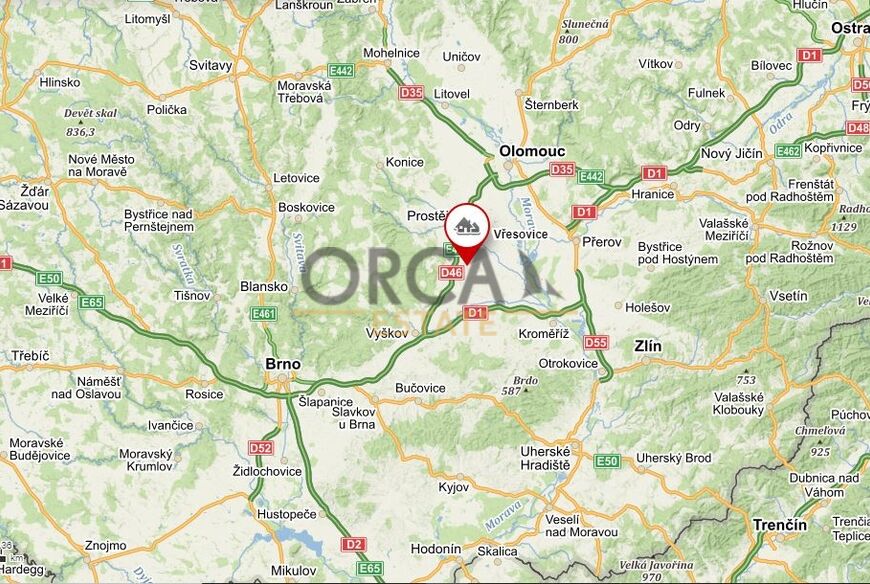 Prodej pozemku v k.ú. Vřesovice u Prostějova o výměře 1660 m2