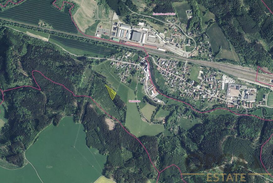 Podíl 2174 m2 na pozemcích v k. ú. Gerhartice