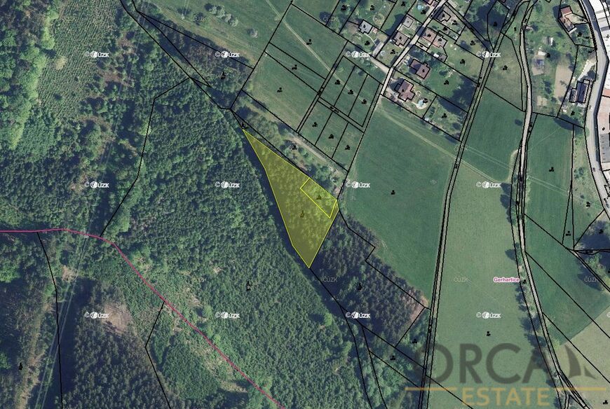 Podíl 2174 m2 na pozemcích v k. ú. Gerhartice