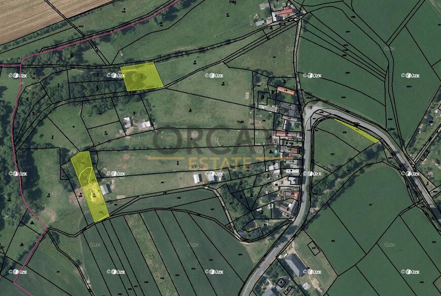 Prodej pozemků o výměře 3687 m2 v k.ú. Červená Lhota u Řimic (okres Olomouc)