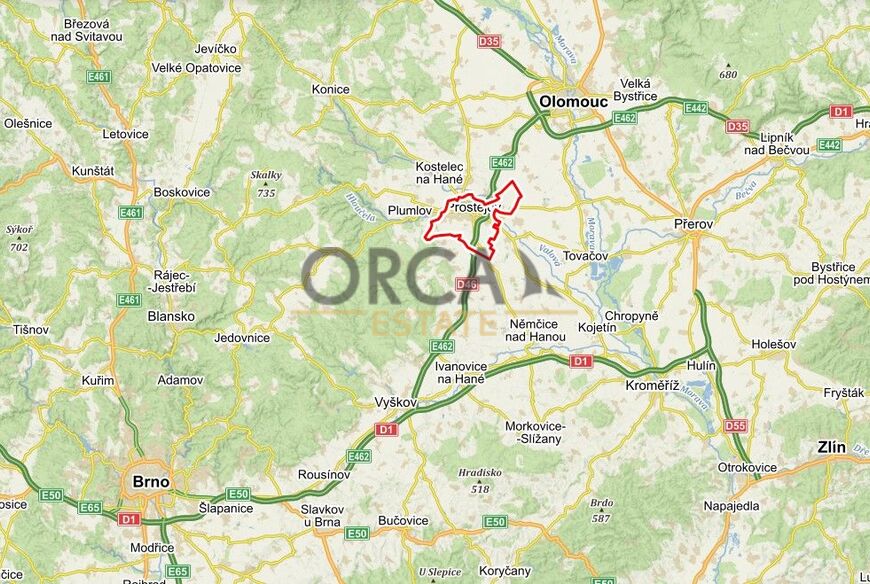 Prodej podílu 1801 m2 na zastavitelném pozemku v k.ú. Prostějov