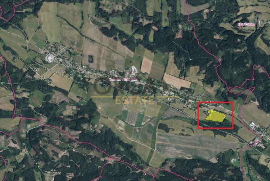 Prodej podílu 1/24 pozemků o podílové výměře 1464 m2 v k.ú. Borovnice u Staré Paky (okres Trutnov)