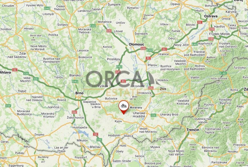 0,54 ha pozemků v k.ú. Moravany u Kyjova