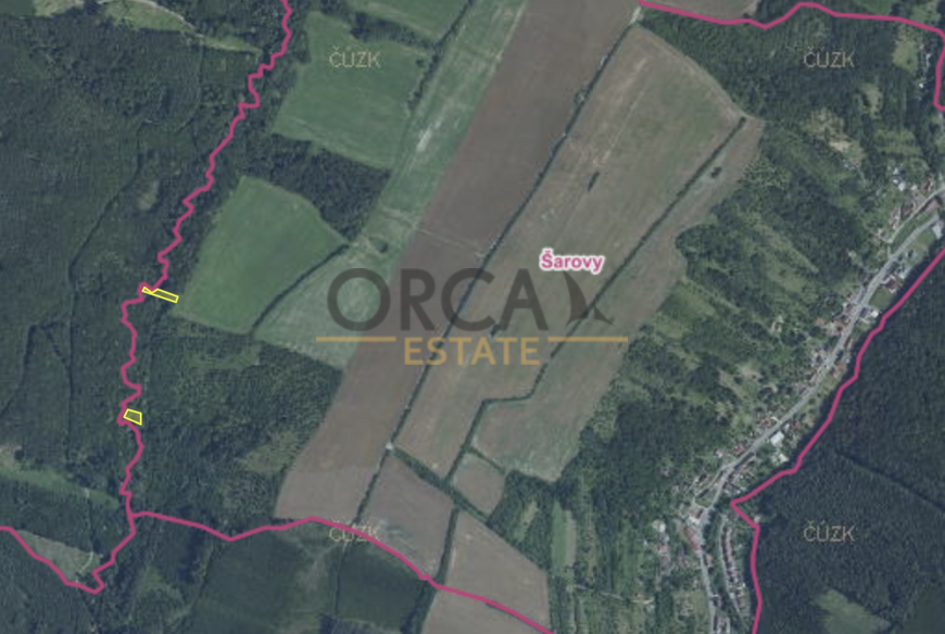 Prodej lesního pozemku Šarovy, 1529 m2.