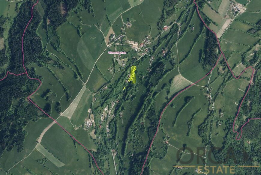 Prodej pozemků 5300 m2 v k. ú. Víchovská Lhota