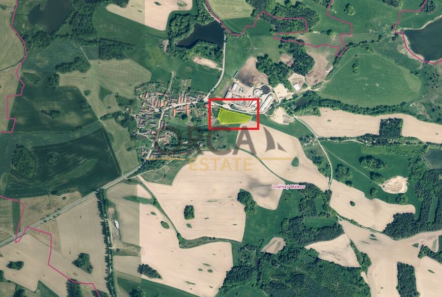 Pozemek v návrhové ploše smíšené výrobní, k.ú. Lnářský Málkov o výměře 6728 m2